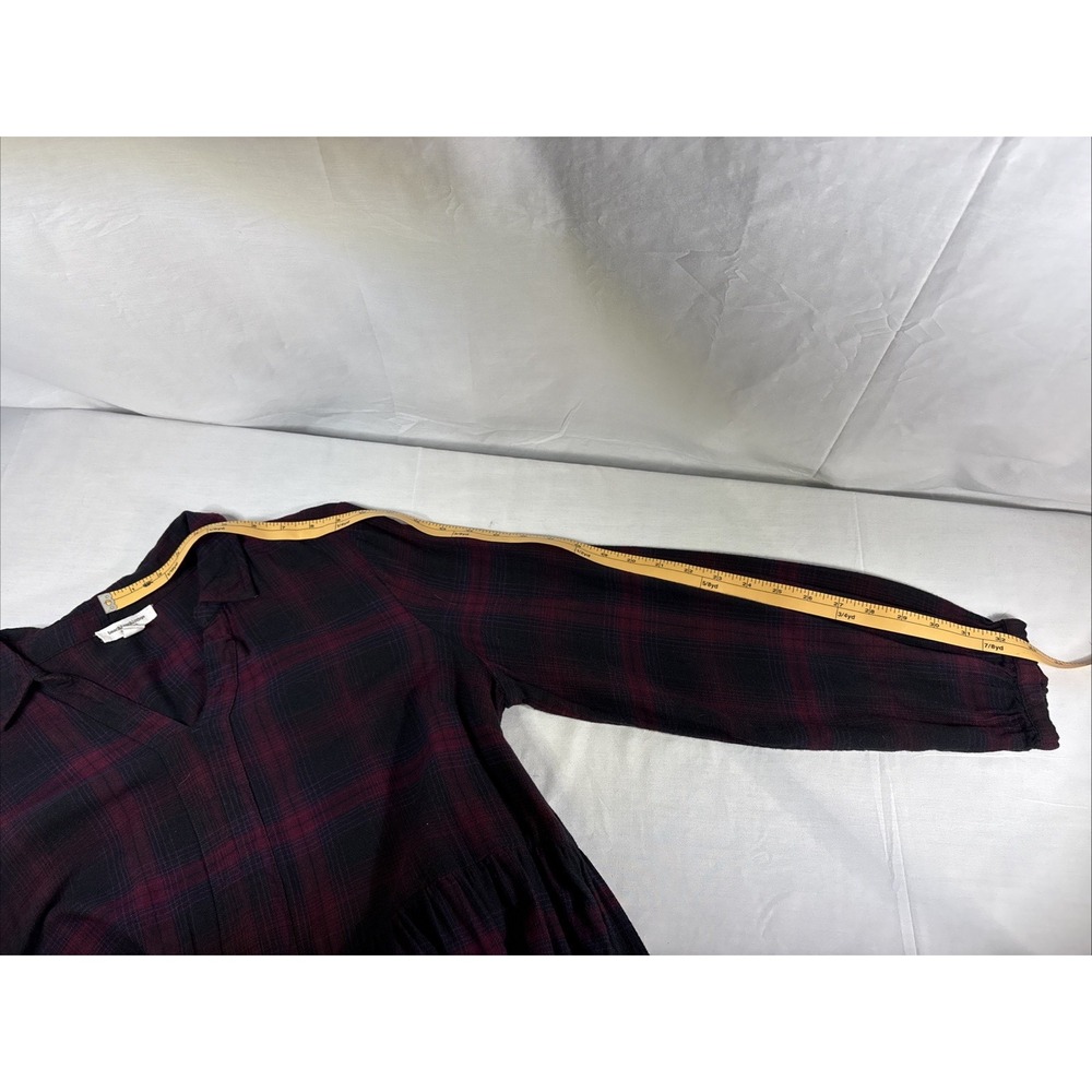 Beach Lunch Lounge Darcie Babydoll Plaid Flannel Dress Red Black Large LCD5083 - Picture 16 of 16